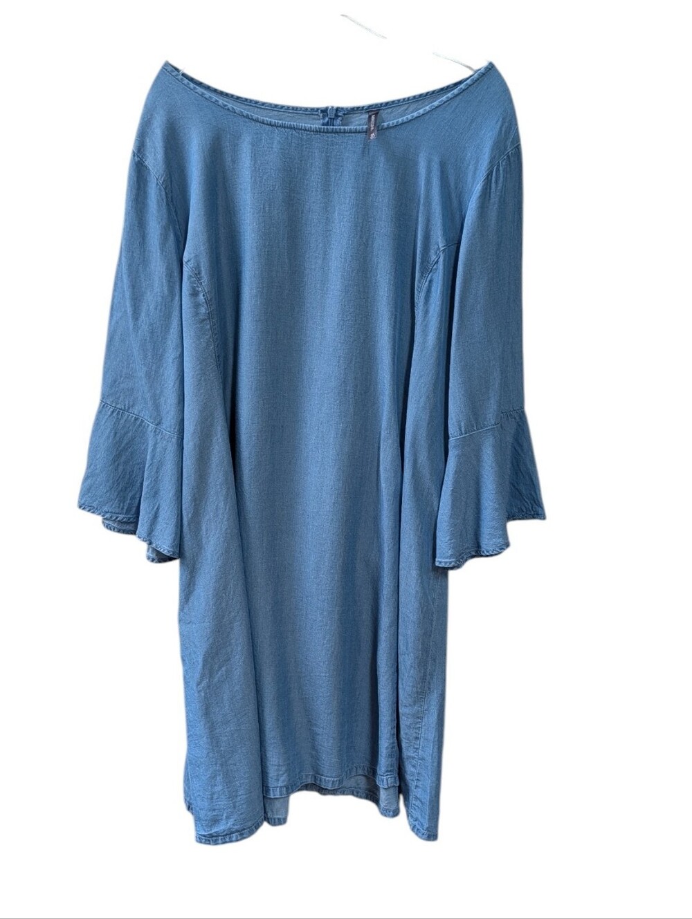Massini, Chambray Blue Dress With Bell Sleeves. 3X